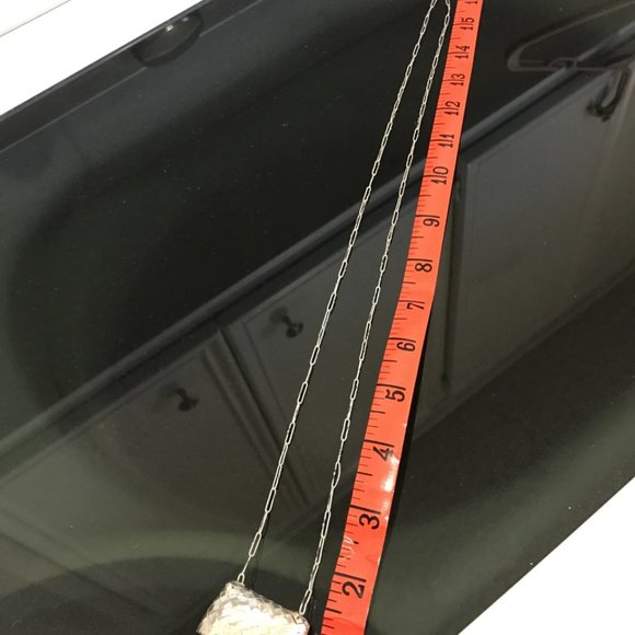 Sterling Silver Coin Purse Pendant Necklace Weave Basket Style Top Open - Picture 2 of 9